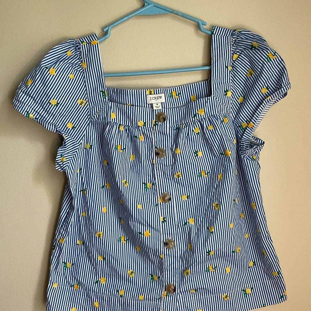 J Crew Lemon Striped Blouse